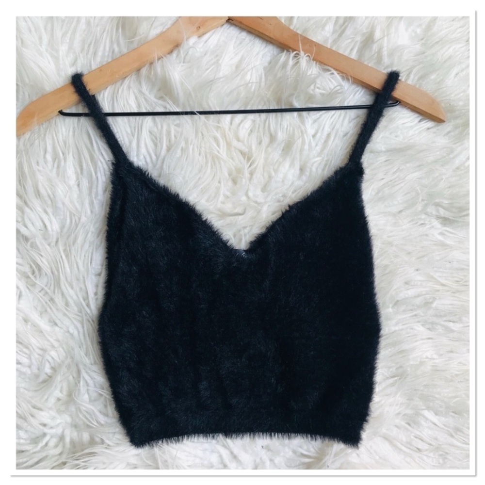 For Love & Lemons Black Fuzzy Camisole